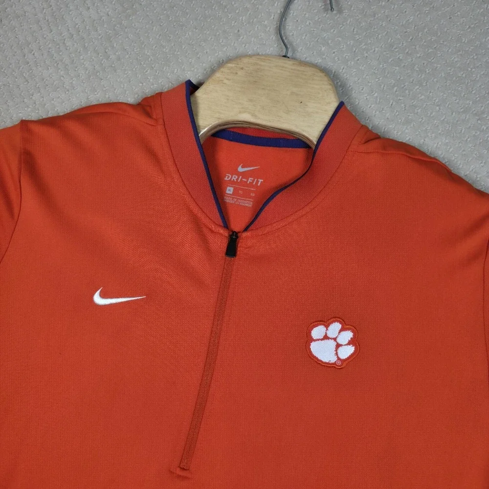 Official‎ Nike Clemson Tigers Men's XL Dri-FIT 1/4 Zip Pullover Orange Football